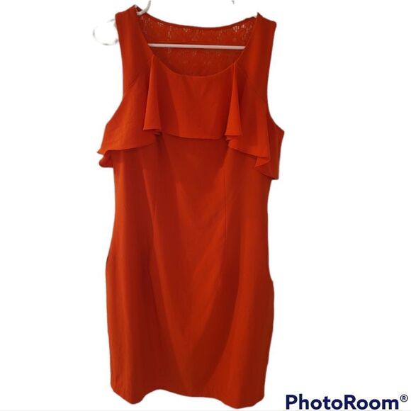 Bisou Bisou Orange Sleeveless Fitted Dress Size 10 - Picture 1 of 10